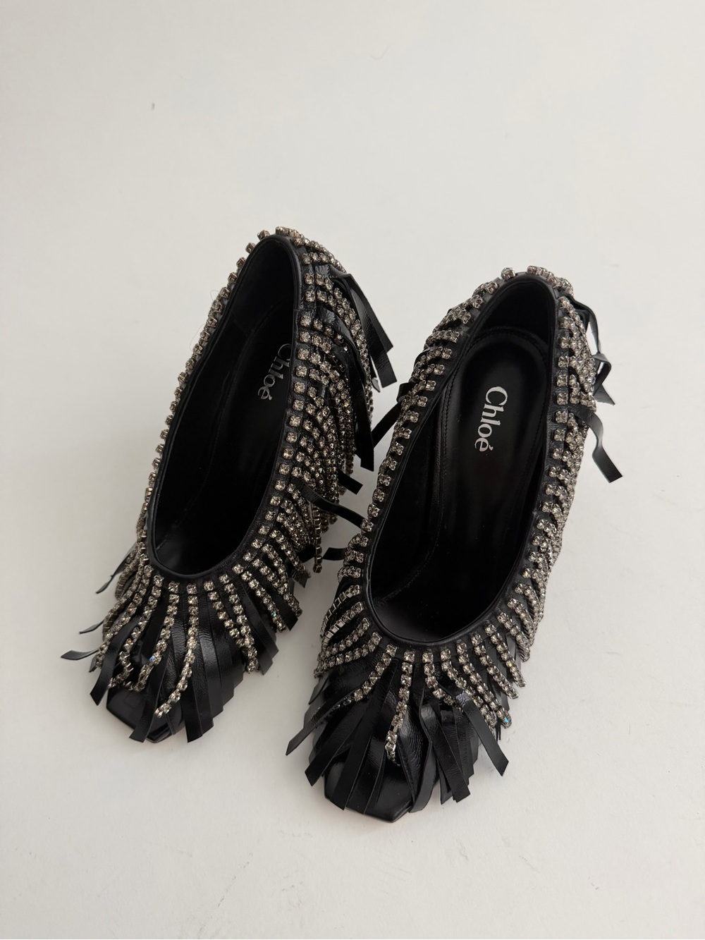 Chloe Mona crystal-embellished fringed leather pumps Archive 7 Boho Romantic - Picture 11 of 12